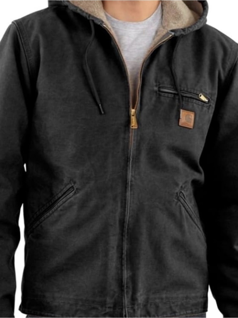 Carhartt J141 BLK Sherpa Lined Hooded Detroit